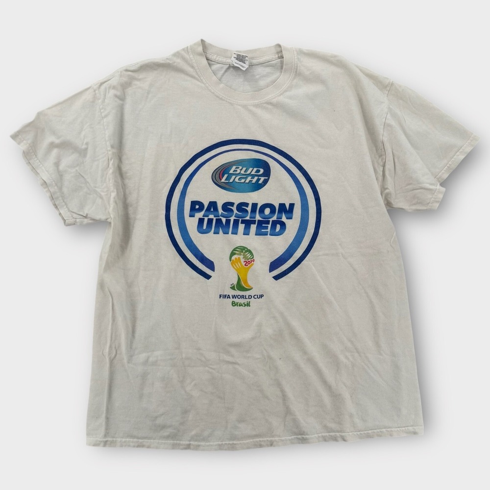 Fifa World Cup 2014 Shirt Mens XL Soccer Bud Light Budweiser Beer Promo White